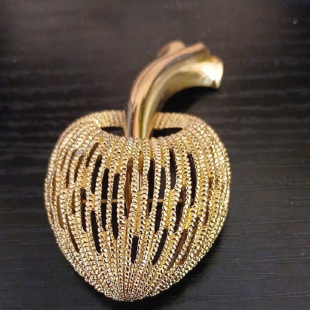 Monet Gold Apple Brooch